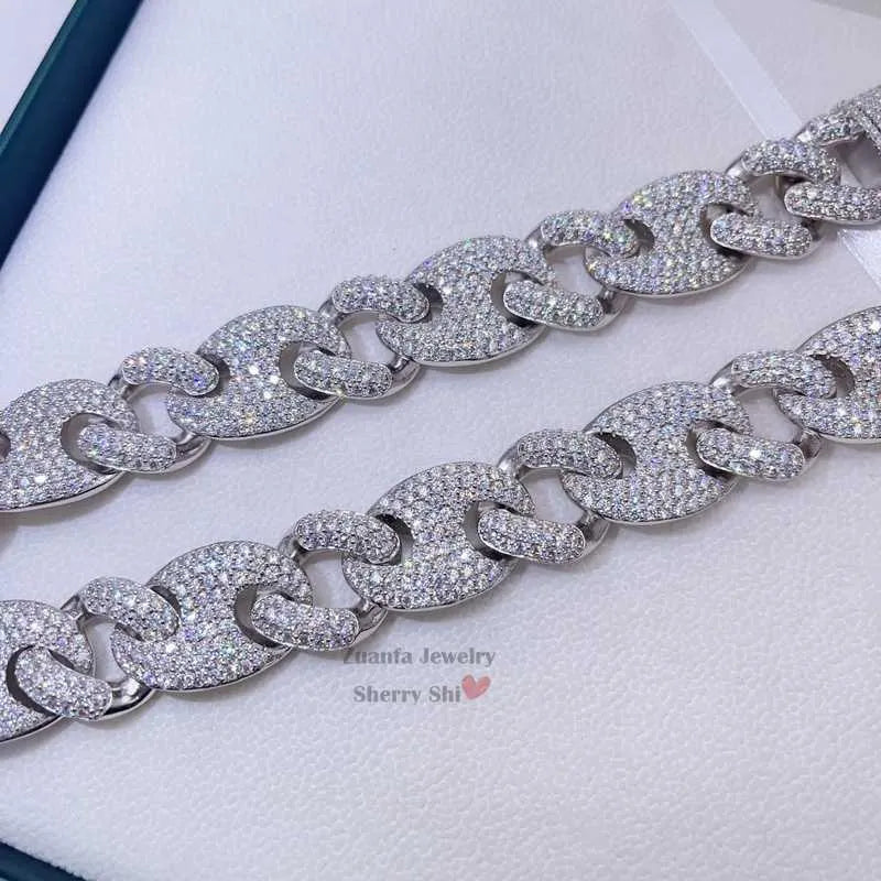 22" Necklace Moissanite Chain Cuban Link Iced Out