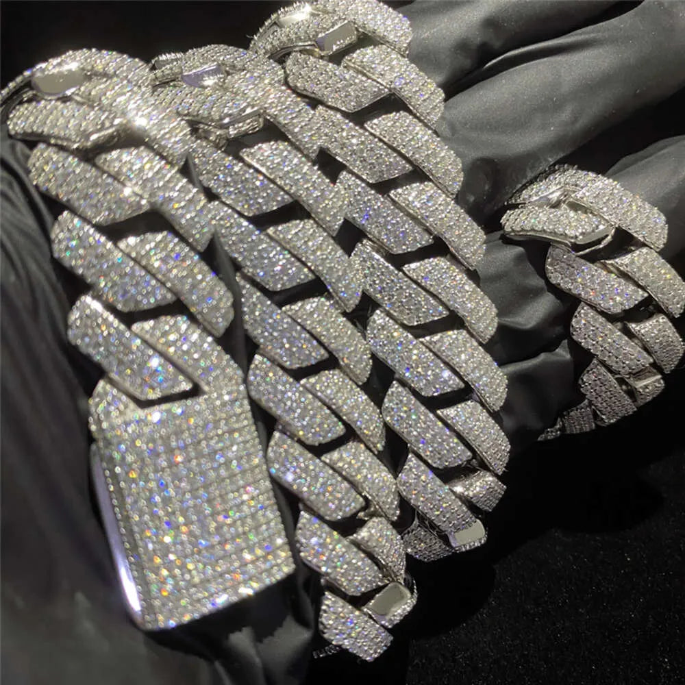 22" Necklace Moissanite Chain Cuban Tennis Chain Link Iced Out