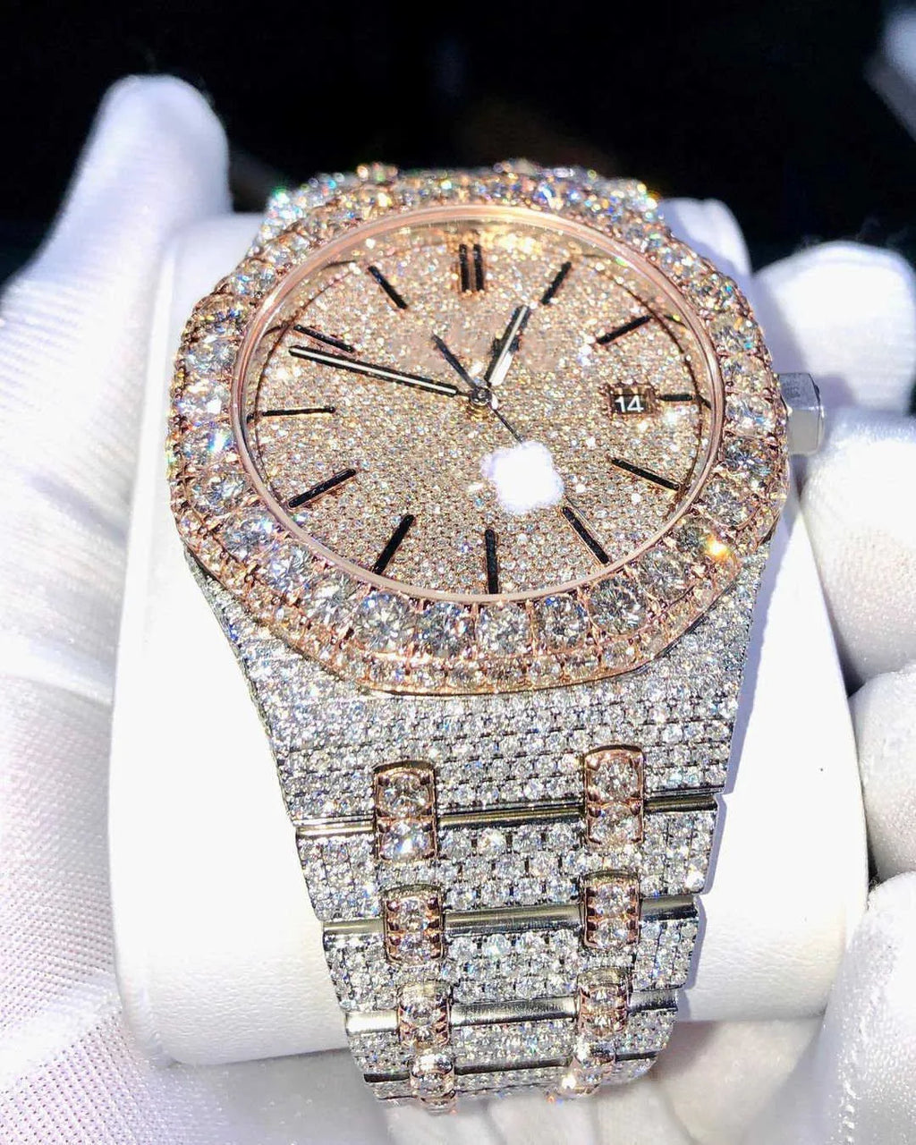 8" Iced Out VVS Moissanite Diamond Moissanite Silver Watch