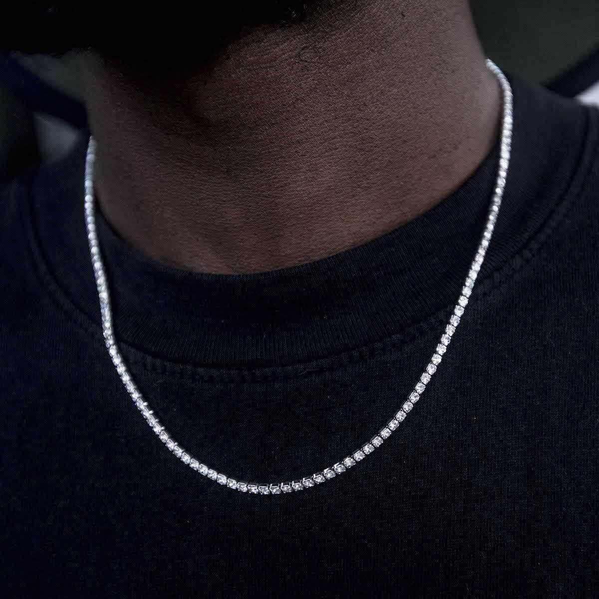 20" Micro Tennis Necklace in White Gold 3mm