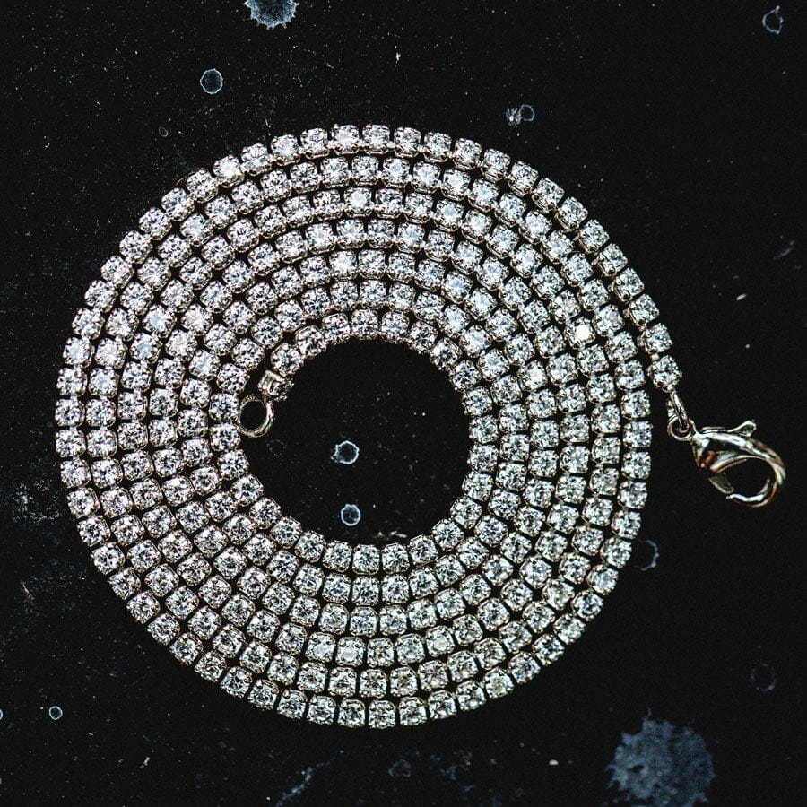 22" Micro Tennis Necklace in White Gold 3mm