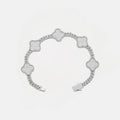 7.0" VVS Diamonds Iced Out Moissanite Clover Cuban Bracelet - 925 Silver