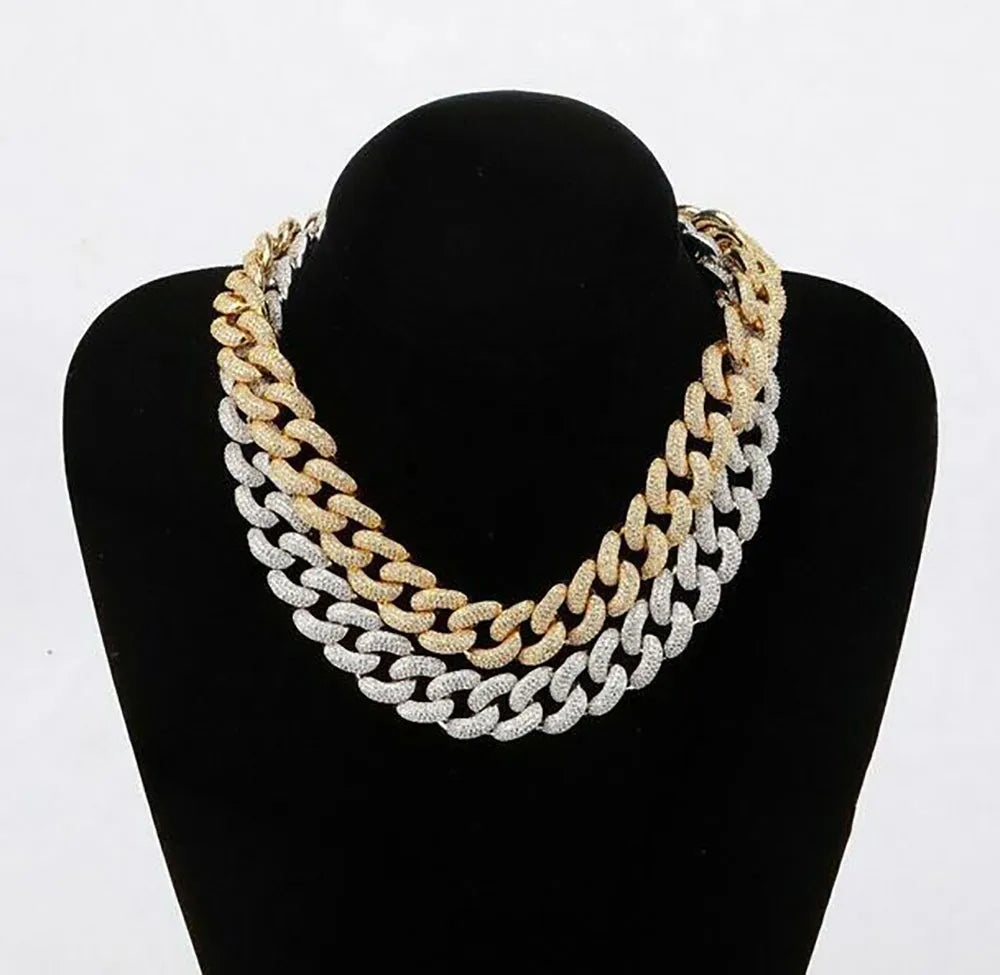 22" Necklace Moissanite Chain Cuban Tennis Chain Link Iced Out