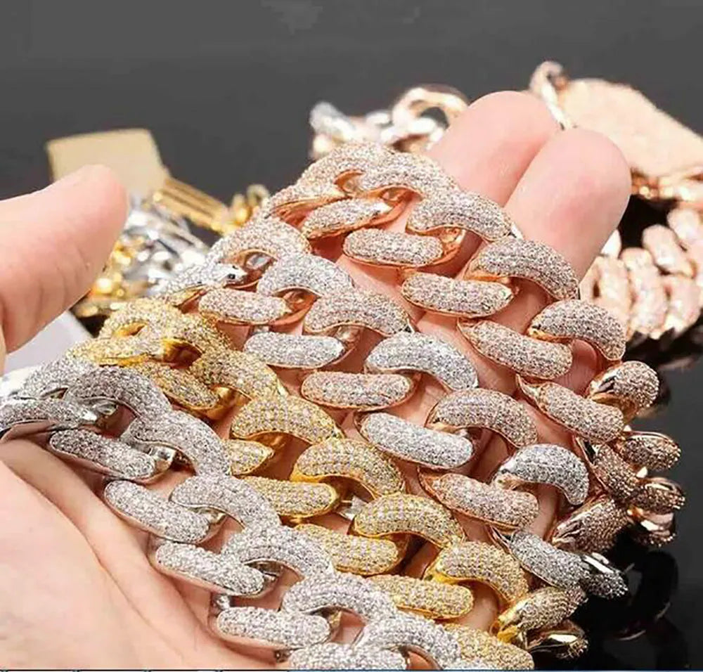 22" Necklace Moissanite Chain Cuban Tennis Chain Link Iced Out