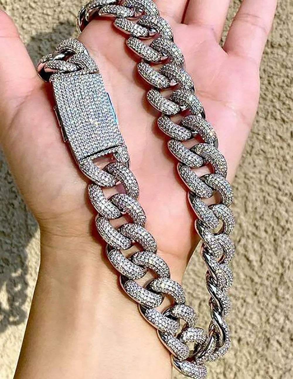 22" Necklace Moissanite Chain Cuban Tennis Chain Link Iced Out