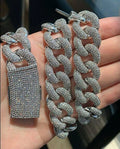 24" Necklace Moissanite Chain Cuban Tennis Chain Link Iced Out