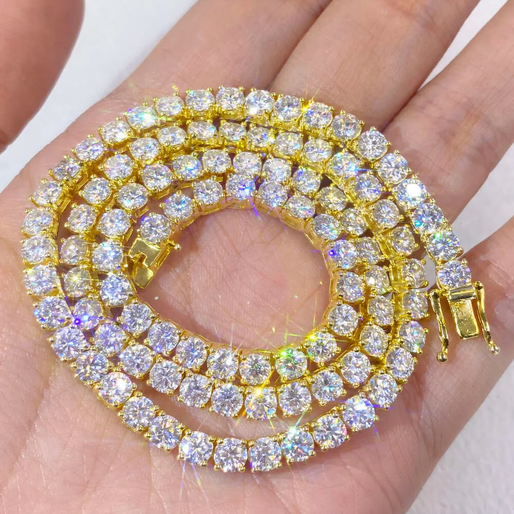 22" Necklace Moissanite Chain Cuban Link Iced Out