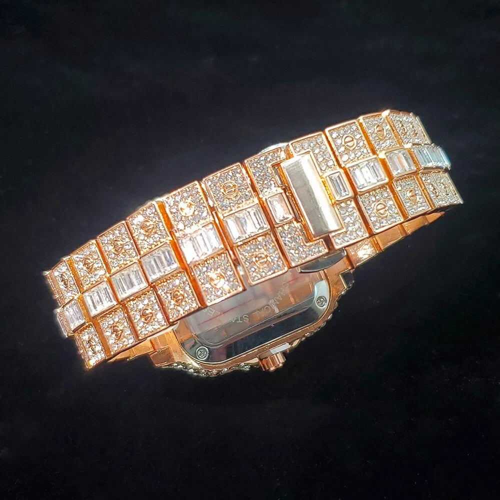 Iced Out Diamond Moissanite Gold Watch