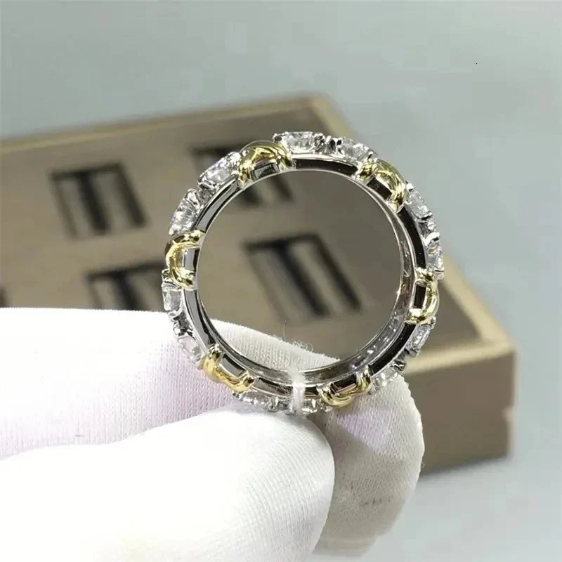6" Ring 14K White Gold VVS Iced Out Diamond Moissanite