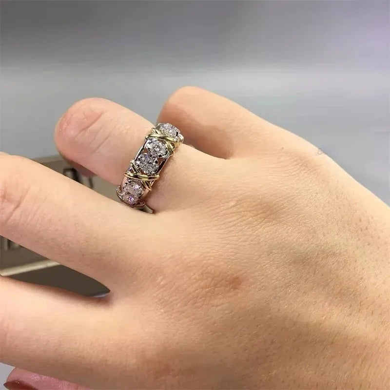 6" Ring 14K White Gold VVS Iced Out Diamond Moissanite