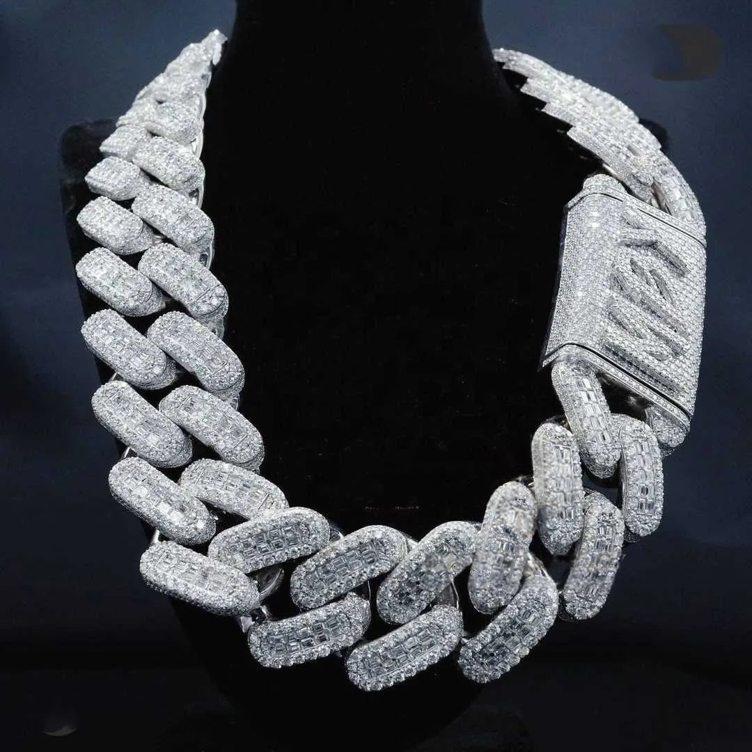 22" Necklace Moissanite Chain Cuban Link Iced Out
