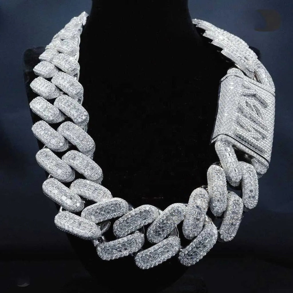 20" Necklace Moissanite Chain Cuban Link Iced Out