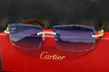 Cartier Blue Glasses Iced Out Diamond Rimless